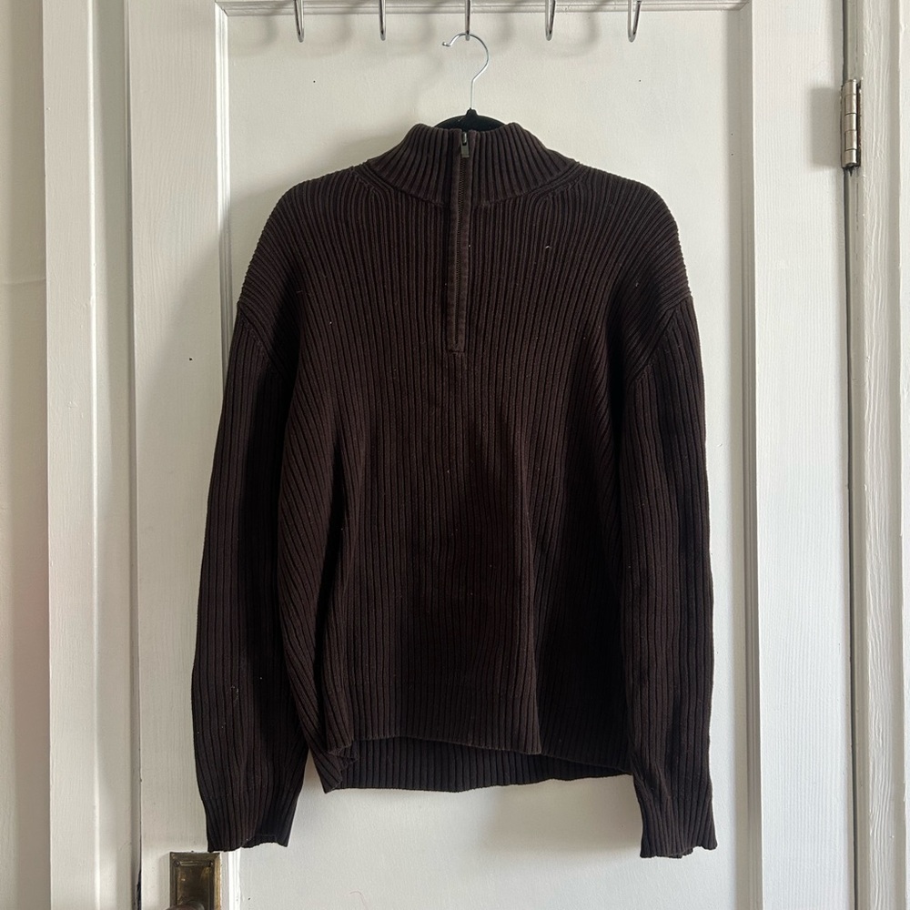 Calvin Klein Men's Dark Brown Zip-Up Sweater